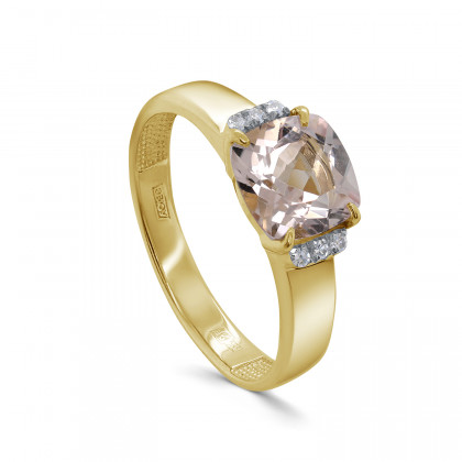 Кольцо из золота с бриллиантом и морганитом